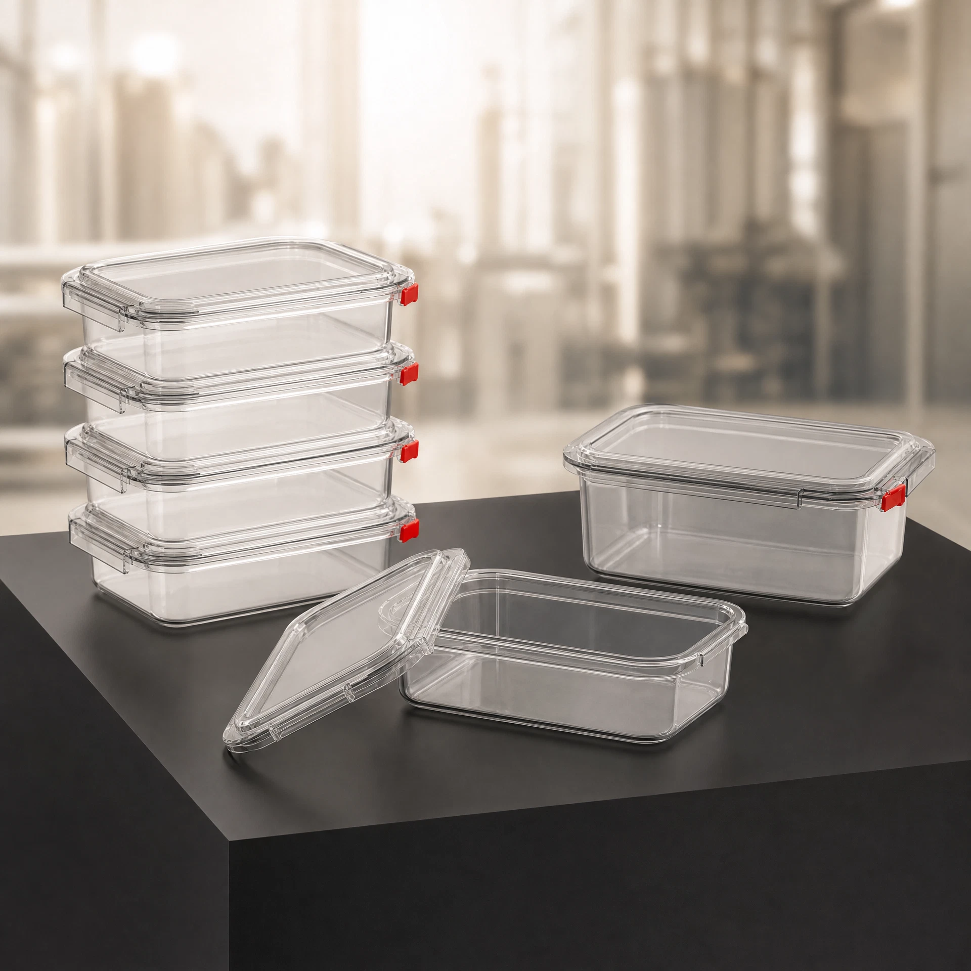 Pots rectangulaires alimentaires